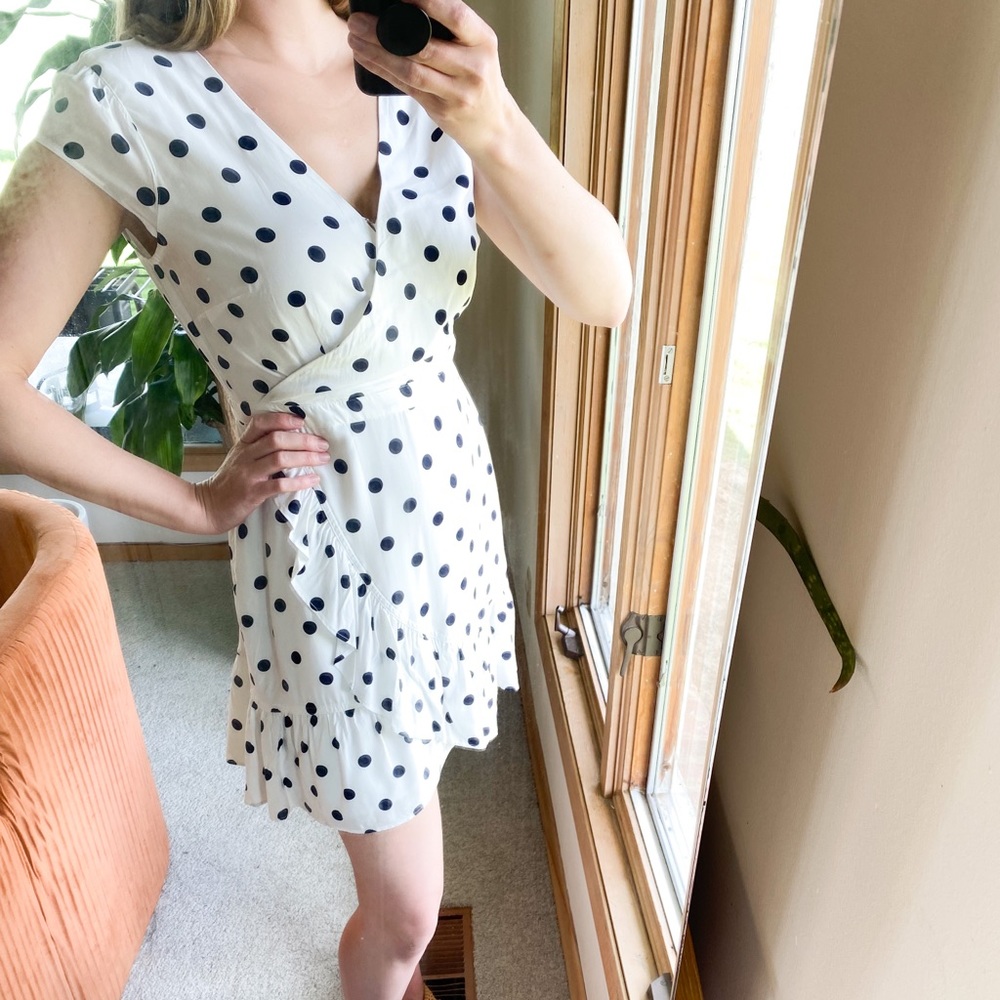 J Crew Polka Dot Faux Wrap Dress
